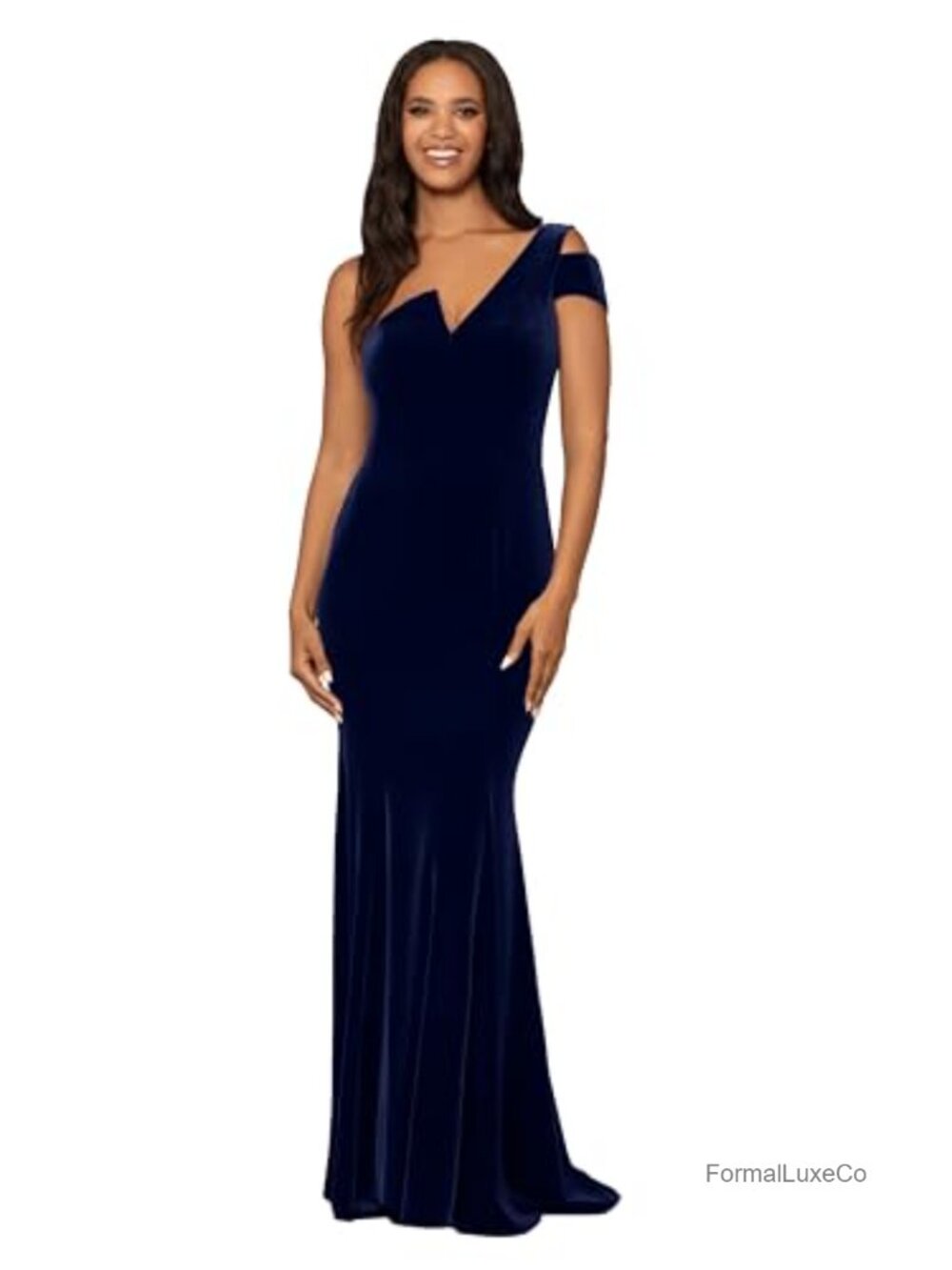 Women's Velvet One Shoulder Sleeveless Formal Gown Floor Length Mermaid Dress